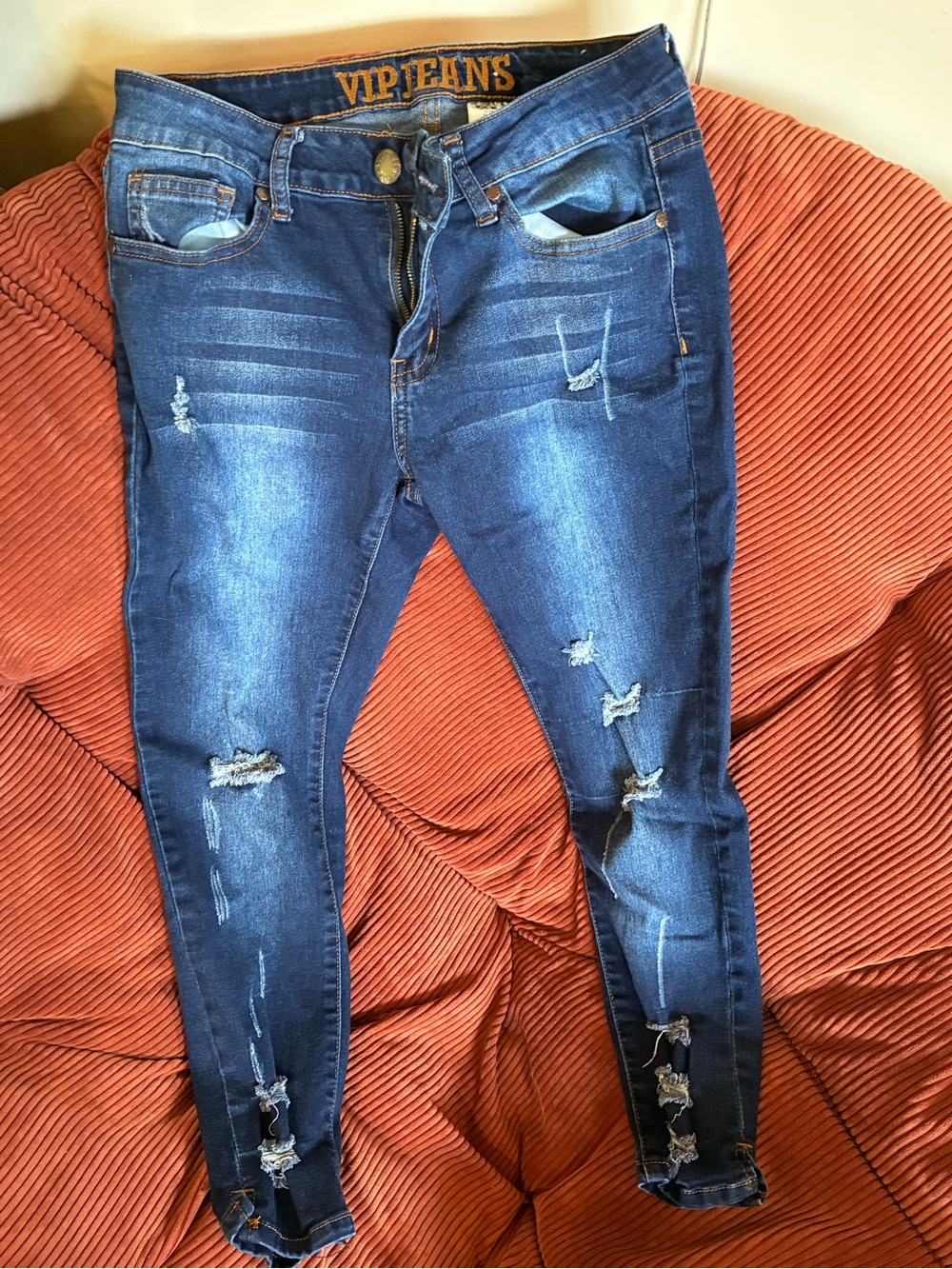 VIP Women’s Skinny Ripped Jeans in Dark Blue